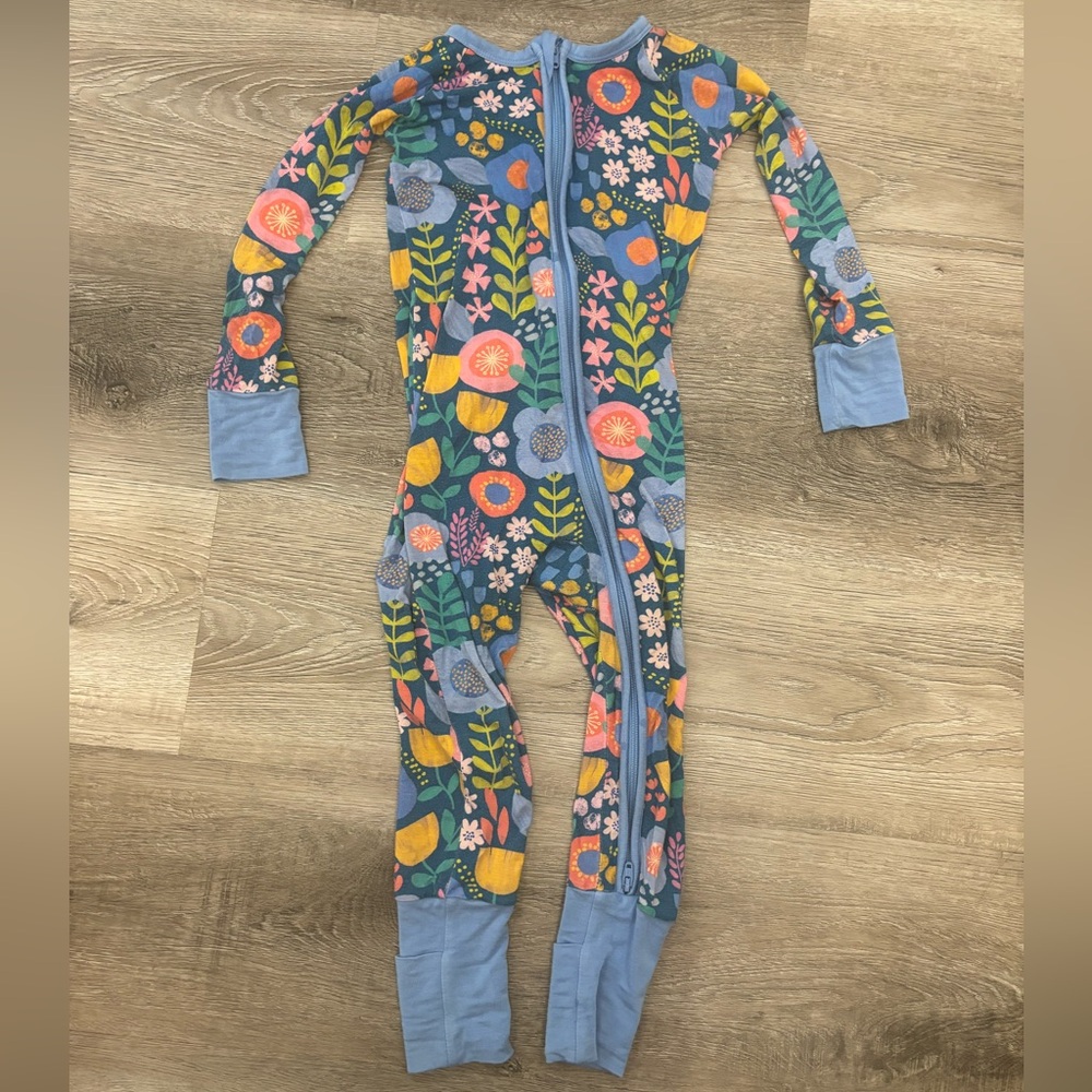 Little Sleepies Blue Floral Zip One-Piece Pajamas